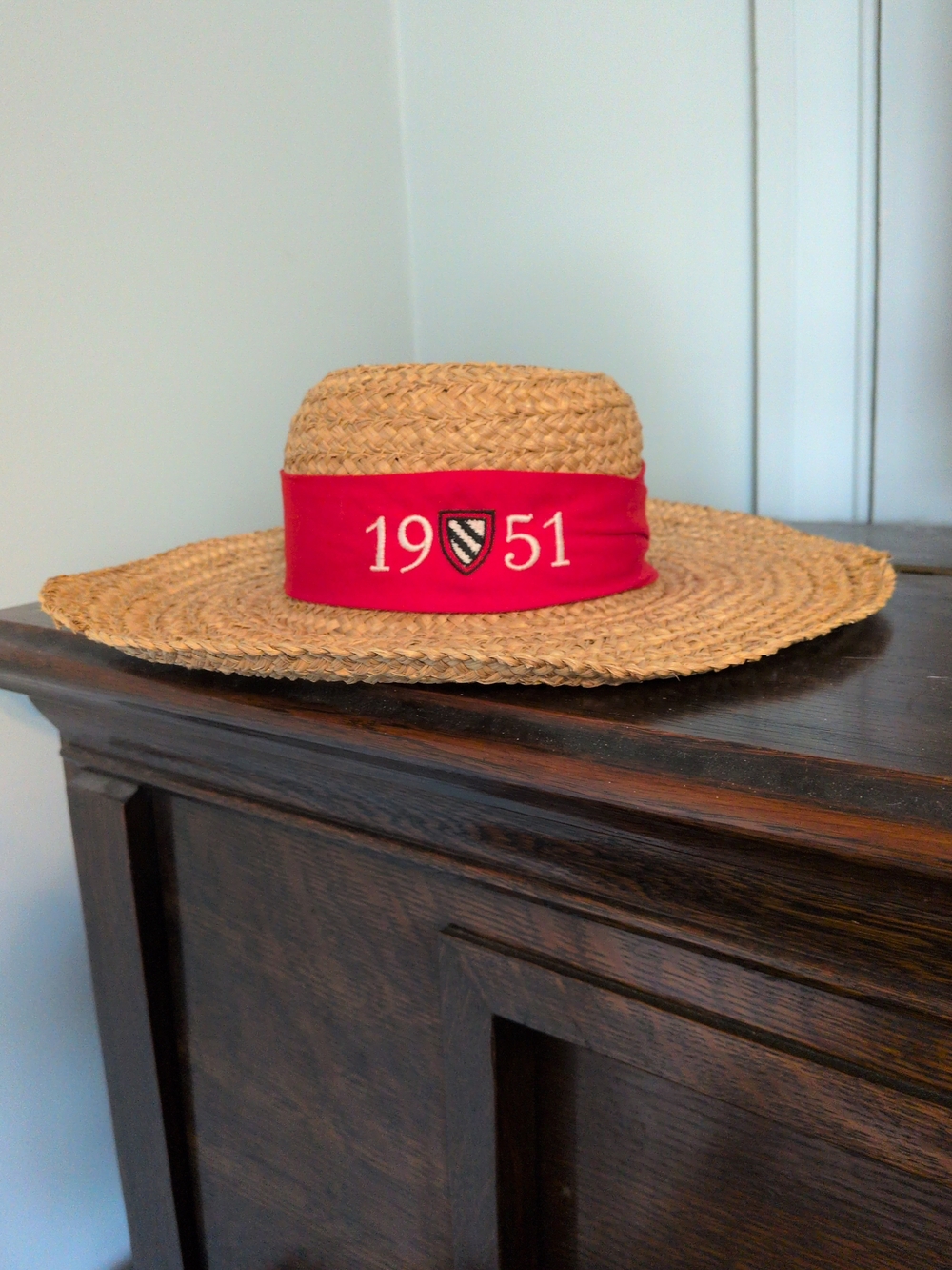 Collectible Radcliffe Alumnus Straw Boater Hat with Red Band "1951" Reunion